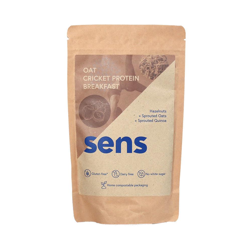 Proteinová snídaně z klíčeného ovsa s cvrččí moukou - Lískový oříšek (400g)